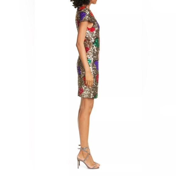 Alice + Olivia Gold Heart Sequin Mini Dress, Size 4, Brand New - Picture 2 of 15